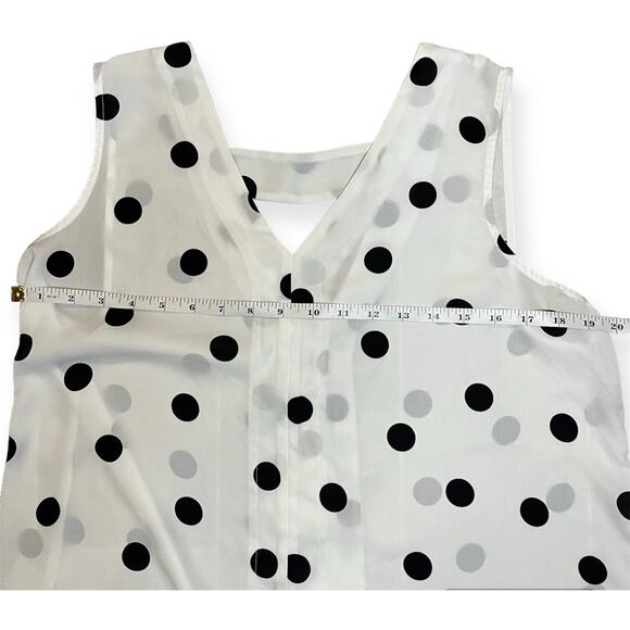 Y2K Black White Polka Dot Sleeveless Blouse Button Down Sheer Tank Top Sz Large - Picture 6 of 8